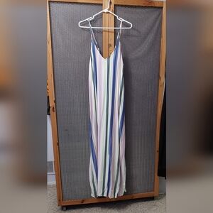 Sleeveless V-Neck Multi-Stripe Maxi dress